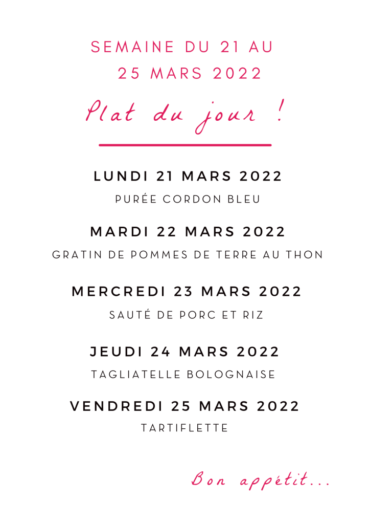 menu plat du jour